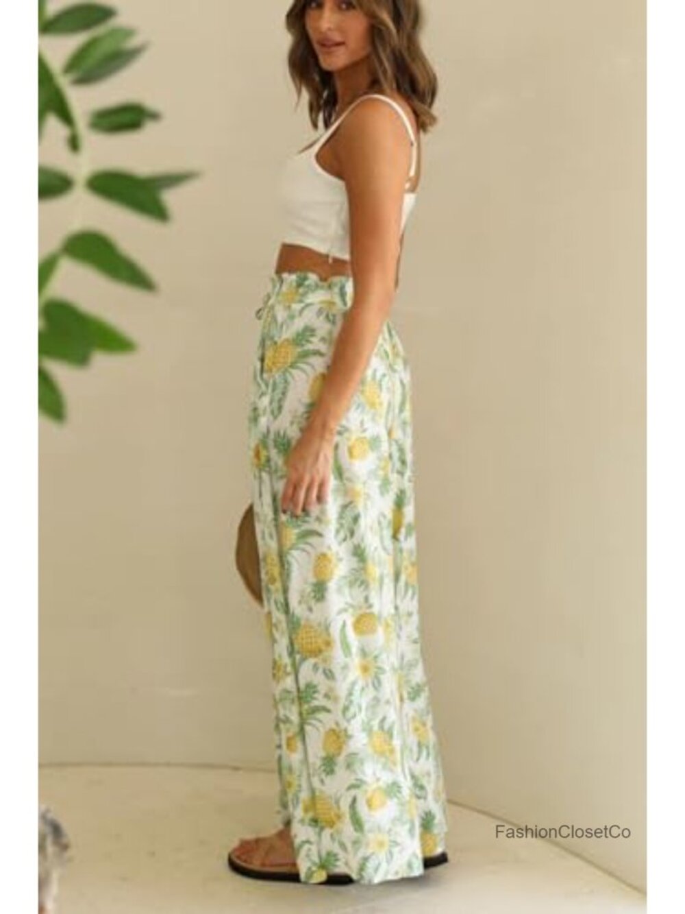Wide Leg Flowy Palazzo Pants with Pockets Drawstring High Waisted Casual Summer - Picture 6 of 6
